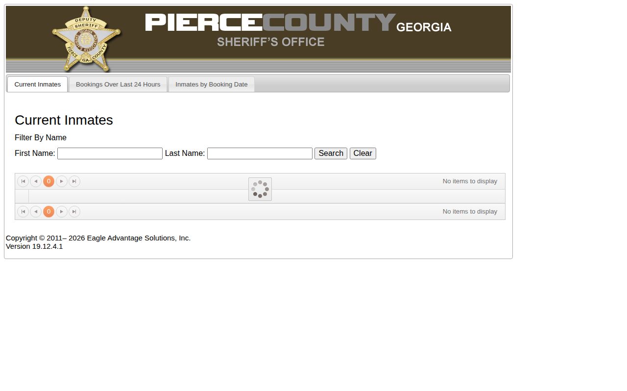 Pierce County booking roster search interface for recent jail records