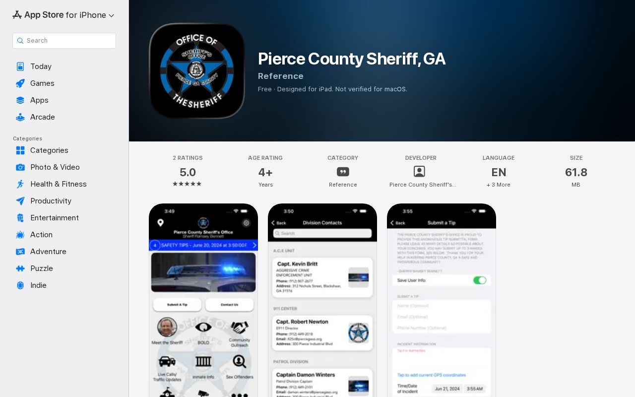 Pierce County wanted-list and public-safety tip app record interface